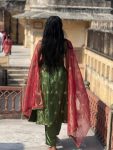 FASHIONABLE SOFT GOLD SHINED EMBROIDERY SEQUENCE WORK TOP BOTTOM WITH DUPATTA FESTIVE WEAR WHOLESALE PRICE ETHNIC GARMENT (7)