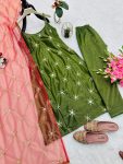 FASHIONABLE SOFT GOLD SHINED EMBROIDERY SEQUENCE WORK TOP BOTTOM WITH DUPATTA FESTIVE WEAR WHOLESALE PRICE ETHNIC GARMENT (7)