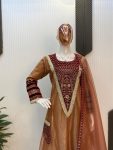 FASHIONABLE TWILL NET EMBROIDERY SEQUENCE WITH SAMOSA LACE WORK GOWN BOTTOM WITH DUPATTA PARTY WEAR WHOLESALE PRICE ETHNIC GARMENT (3)
