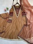 FASHIONABLE TWILL NET EMBROIDERY SEQUENCE WITH SAMOSA LACE WORK GOWN BOTTOM WITH DUPATTA PARTY WEAR WHOLESALE PRICE ETHNIC GARMENT (3)