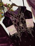 FASHIONABLE VELVET EMBROIDERY SEQUENCE LACE WORK TOP BOTTOM WITH DUPATTA PARTY WEAR WHOLESALE PRICE ETHNIC GARMENT (4)