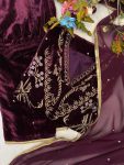 FASHIONABLE VELVET EMBROIDERY SEQUENCE LACE WORK TOP BOTTOM WITH DUPATTA PARTY WEAR WHOLESALE PRICE ETHNIC GARMENT (4)