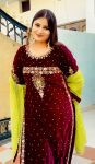 FASHIONABLE VELVET EMBROIDERY SEQUENCE MOTI WORK TOP BOTTOM WITH DUPATTA PARTY WEAR WHOLESALE PRICE ETHNIC GARMENT (3)