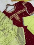 FASHIONABLE VELVET EMBROIDERY SEQUENCE MOTI WORK TOP BOTTOM WITH DUPATTA PARTY WEAR WHOLESALE PRICE ETHNIC GARMENT (3)