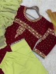 FASHIONABLE VELVET EMBROIDERY SEQUENCE MOTI WORK TOP BOTTOM WITH DUPATTA PARTY WEAR WHOLESALE PRICE ETHNIC GARMENT (3)