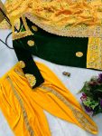 FASHIONABLE VELVET EMBROIDERY WORK KURTI DHOTI PATIALA WITH DUPATTA FESTIVE WEAR WHOLESALE PRICE ETHNIC GARMENT (6)