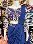 DESIGNER GEORGETTE THREAD, EMBROIDERY , ZARI AND SEQUENCE WORK RUFFLE READY TO WEAR SAREE WITH BLOUSE PARTY WEAR WHOLESALE PRICE ETHNIC GARMENT (5)