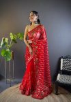 LATEST BUTTERFLY NET CHAIN STITCH WITH MULTY COLOR AND FOIL THREAD EMBROIDERY WORK SAREE WITH UNSTITCHED BLOUSE PARTY WEAR WHOLESALE PRICE ETHNIC GARMENT (14)
