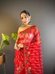 LATEST BUTTERFLY NET CHAIN STITCH WITH MULTY COLOR AND FOIL THREAD EMBROIDERY WORK SAREE WITH UNSTITCHED BLOUSE PARTY WEAR WHOLESALE PRICE ETHNIC GARMENT (14)