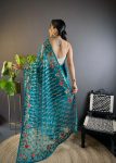 LATEST BUTTERFLY NET CHAIN STITCH WITH MULTY COLOR AND FOIL THREAD EMBROIDERY WORK SAREE WITH UNSTITCHED BLOUSE PARTY WEAR WHOLESALE PRICE ETHNIC GARMENT (3)
