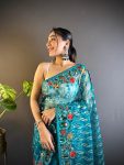 LATEST BUTTERFLY NET CHAIN STITCH WITH MULTY COLOR AND FOIL THREAD EMBROIDERY WORK SAREE WITH UNSTITCHED BLOUSE PARTY WEAR WHOLESALE PRICE ETHNIC GARMENT (3)