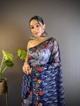 LATEST BUTTERFLY NET CHAIN STITCH WITH MULTY COLOR AND FOIL THREAD EMBROIDERY WORK SAREE WITH UNSTITCHED BLOUSE PARTY WEAR WHOLESALE PRICE ETHNIC GARMENT (8)