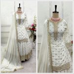LATEST CHINON SILK EMBROIDERY 5 MM SEQUENCE WORK TOP LEHENGA WITH DUPATTA PARTY WEAR WHOLESALE PRICE ETHNIC GARMENT (4)