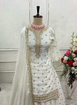 LATEST CHINON SILK EMBROIDERY 5 MM SEQUENCE WORK TOP LEHENGA WITH DUPATTA PARTY WEAR WHOLESALE PRICE ETHNIC GARMENT (4)
