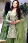 LATEST CHINON SILK EMBROIDERY SEQUENCE AND MOTI WORK TOP PALAZZO WITH DUPATTA FESTIVE WEAR WHOLESALE PRICE ETHNIC GARMENT (5)