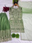 LATEST CHINON SILK EMBROIDERY SEQUENCE AND MOTI WORK TOP PALAZZO WITH DUPATTA FESTIVE WEAR WHOLESALE PRICE ETHNIC GARMENT (5)