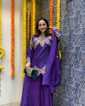 LATEST CHINON SILK EMBROIDERY SEQUENCE CODING WORK TOP PALAZZO WITH DUPATTA WEDDING WEAR WHOLESALE PRICE ETHNIC GARMENT (7)