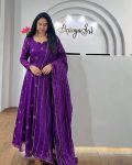 LATEST CHINON SILK ZARI AND SEQUENCE EMBROIDERY WORK GOWN WITH DUPATTA FESTIVE WEAR WHOLESALE PRICE ETHNIC GARMENT (14)