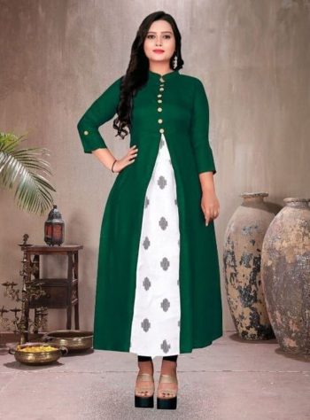 LATEST COTTON DIGITAL PRINTED GOWN  GREEN