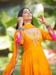 LATEST COTTON KALAMKARI PRINT WITH EMBROIDERY WORK GOWN WITH DUPATTA FESTIVE WEAR WHOLESALE PRICE ETHNIC GARMENT (6)