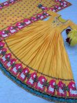 LATEST COTTON KALAMKARI PRINT WITH EMBROIDERY WORK GOWN WITH DUPATTA FESTIVE WEAR WHOLESALE PRICE ETHNIC GARMENT (6)