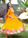 LATEST COTTON KALAMKARI PRINT WITH EMBROIDERY WORK GOWN WITH DUPATTA FESTIVE WEAR WHOLESALE PRICE ETHNIC GARMENT (6)