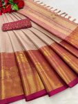 LATEST COTTON SILK JACQUARD WORK SAREE WITH UNSTITCHED BLOUSE FESTIVE WEAR WHOLESALE PRICE ETHNIC GARMENT (12)