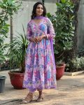 LATEST COTTON SOFT MUSLIN DIGITAL PRINTED WITH EMBROIDERY THREAD WORK AND LACE BORDER WORK GOWN BOTTOM WITH DUPATTA FESTIVE WEAR WHOLESALE PRICE ETHNIC GARMENT (2)