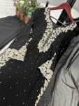 LATEST FAUX GEORGETTE EMBROIDERY AND RIVETED MOTI WORK TOP BOTTOM WITH DUPATTA FESTIVE WEAR WHOLESALE PRICE ETHNIC GARMENT (4)