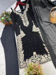 LATEST FAUX GEORGETTE EMBROIDERY AND RIVETED MOTI WORK TOP BOTTOM WITH DUPATTA FESTIVE WEAR WHOLESALE PRICE ETHNIC GARMENT (4)