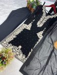 LATEST FAUX GEORGETTE EMBROIDERY AND RIVETED MOTI WORK TOP BOTTOM WITH DUPATTA FESTIVE WEAR WHOLESALE PRICE ETHNIC GARMENT (4)