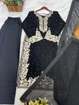 LATEST FAUX GEORGETTE EMBROIDERY AND RIVETED MOTI WORK TOP BOTTOM WITH DUPATTA FESTIVE WEAR WHOLESALE PRICE ETHNIC GARMENT (4)