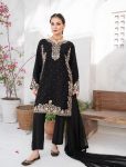 LATEST FAUX GEORGETTE EMBROIDERY AND RIVETED MOTI WORK TOP BOTTOM WITH DUPATTA FESTIVE WEAR WHOLESALE PRICE ETHNIC GARMENT (4)