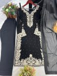LATEST FAUX GEORGETTE EMBROIDERY AND RIVETED MOTI WORK TOP BOTTOM WITH DUPATTA FESTIVE WEAR WHOLESALE PRICE ETHNIC GARMENT (4)