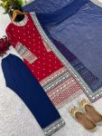 LATEST FAUX GEORGETTE EMBROIDERY SEQUENCE WORK TOP BOTTOM WITH DUPATTA FESTIVE WEAR WHOLESALE PRICE ETHNIC GARMENT (4)