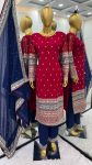 LATEST FAUX GEORGETTE EMBROIDERY SEQUENCE WORK TOP BOTTOM WITH DUPATTA FESTIVE WEAR WHOLESALE PRICE ETHNIC GARMENT (4)