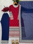 LATEST FAUX GEORGETTE EMBROIDERY SEQUENCE WORK TOP BOTTOM WITH DUPATTA FESTIVE WEAR WHOLESALE PRICE ETHNIC GARMENT (4)