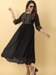 LATEST GEORGETTE EMBROIDERY MIRROR WORK ANARKALI TOP CASUAL WEAR WHOLESALE PRICE ETHNIC GARMENT (2)