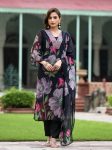 LATEST GEORGETTE EMBROIDERY SEQUENCE WORK TOP BOTTOM WITH DUPATTA BLACK