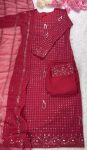 LATEST GEORGETTE EMBROIDERY SEQUENCE WORK TOP BOTTOM WITH DUPATTA FESTIVE WEAR WHOLESALE PRICE ETHNIC GARMENT (4)