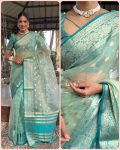 LATEST HANDLOOM KANCHIVARAM MEENAKARI WORK SAREE WITH UNSTITCHED BLOUSE FESTIVE WEAR WHOLESALE PRICE ETHNIC GARMENT (5)