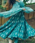 LATEST MUSLIN DIGITAL PRINT AND RUFFLED WORK GOWN BOTTOM WITH DUPATTA FESTIVE WEAR WHOLESALE PRICE ETHNIC GARMENT (3)