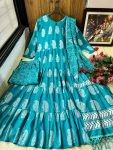 LATEST MUSLIN DIGITAL PRINT AND RUFFLED WORK GOWN BOTTOM WITH DUPATTA FESTIVE WEAR WHOLESALE PRICE ETHNIC GARMENT (3)