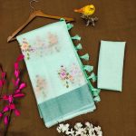 LATEST ORGANZA MULTI THREAD EMBROIDERY WITH ZARI WEAVING WORK SAREE WITH UNSTITCHED BLOUSE FESTIVE WEAR WHOLESALE PRICE ETHNIC GARMENT (2)