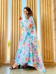 LATEST ORGANZA TABBY SILK DIGITAL PRINTED GOWN BOTTOM WITH DUPATTA PARTYWEAR WHOLESALE PRICE ETHNIC GARMENT (3)
