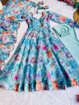 LATEST ORGANZA TABBY SILK DIGITAL PRINTED GOWN BOTTOM WITH DUPATTA PARTYWEAR WHOLESALE PRICE ETHNIC GARMENT (3)