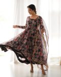 LATEST ORGANZA TABBY SILK DIGITAL PRINTED GOWN WITH DUPATTA FESTIVE WEAR WHOLESALE PRICE ETHNIC GARMENT(12)