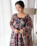 LATEST ORGANZA TABBY SILK DIGITAL PRINTED GOWN WITH DUPATTA FESTIVE WEAR WHOLESALE PRICE ETHNIC GARMENT(12)