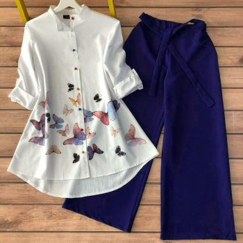 LATEST POLY RAYON DIGITAL PRINTED TOP WITH PALAZZO BLUE