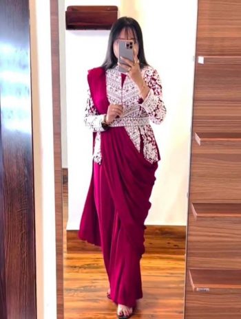 LATEST RANGOLI SILK EMBROIDERY WORK READY TO WEAR SAREE WITH KOTI STYLE FULLY STITCHED BLOUSE RANI